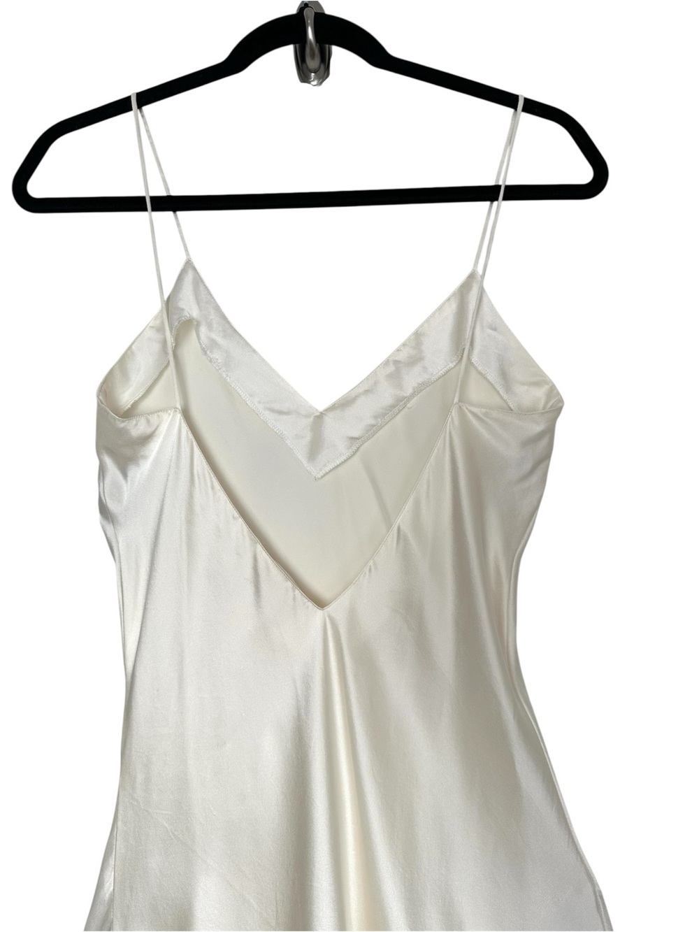 Vintage Ivory 100% Silk Slip Dress Spaghetti Strap Romantic Minimalist Bias Cut - Picture 7 of 10